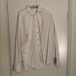 Elegant White Robert Graham Button-Up Shirt with paisley swirls